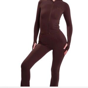 Chic Brown Bodysuit and Leggings Set